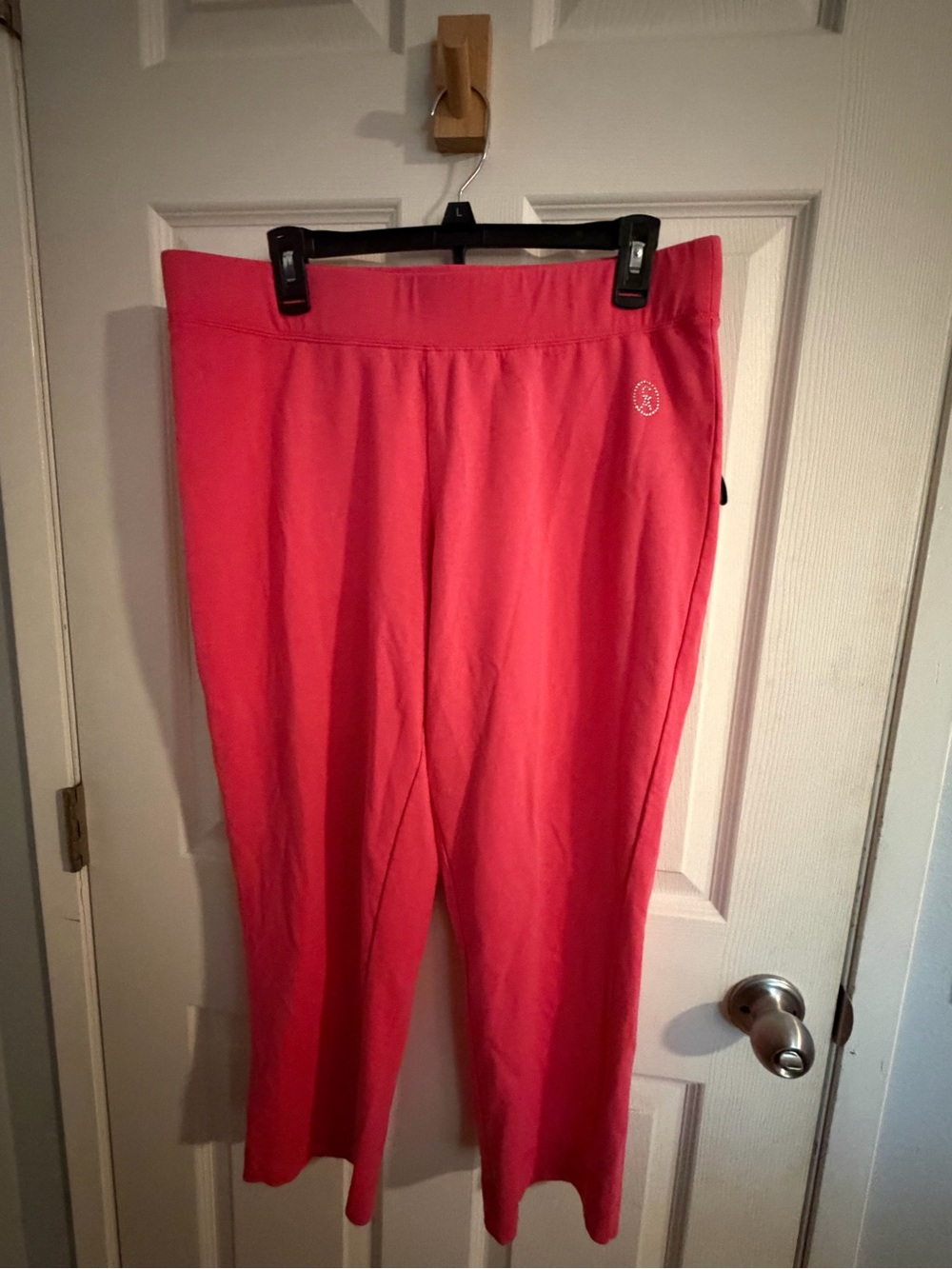 Vintage Christine Alexander Coral Pink Rhinestone Sweatpants Loungewear -L